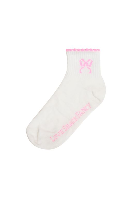 Pink Women LoveShackFancy Doyenne Cotton Bow Ankle Socks active | DPM-259073