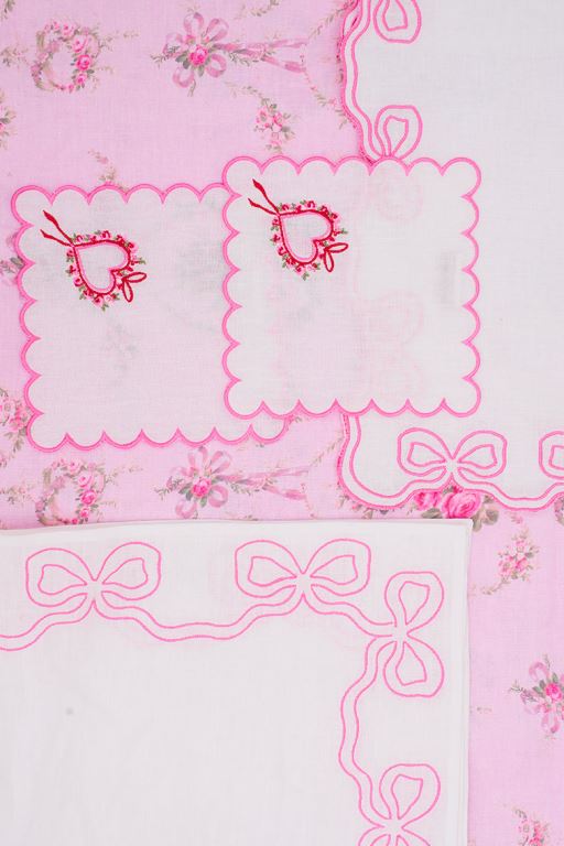 Pink Women LoveShackFancy Embroidered Bow Table Runner Tabletop | CFD-084691