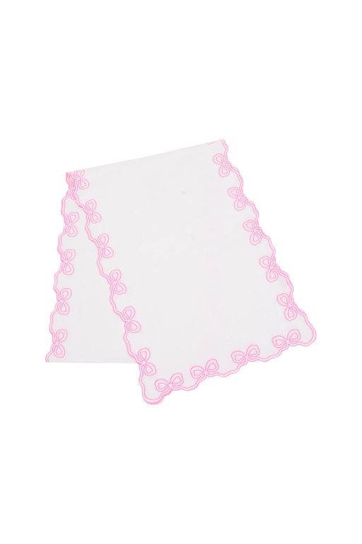 Pink Women LoveShackFancy Embroidered Bow Table Runner Tabletop | CFD-084691