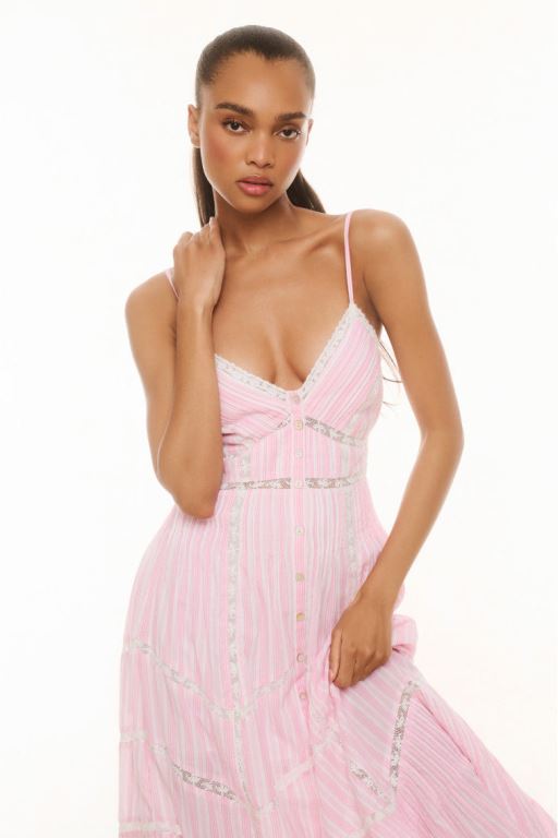 Pink Women LoveShackFancy Esilda Cotton Midi Dress | VKX-406753