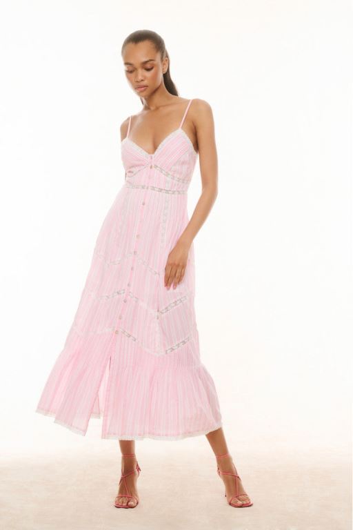 Pink Women LoveShackFancy Esilda Cotton Midi Dress | VKX-406753