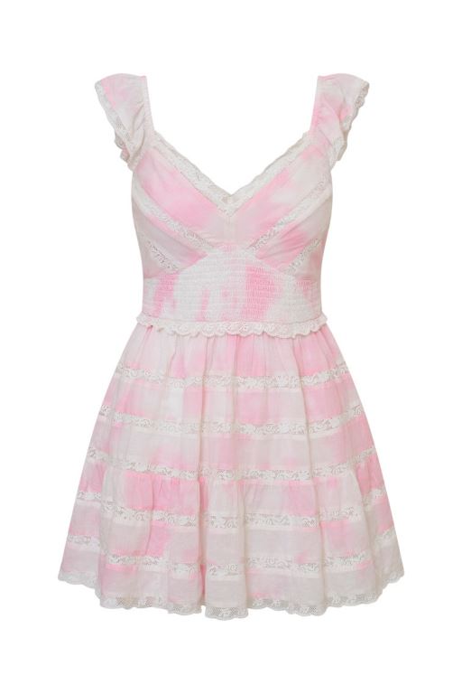 Pink Women LoveShackFancy Finny Hand Dyed Mini Dress | SIF-587940