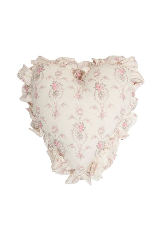 Pink Women LoveShackFancy Heart Shape Ruffle Pillow Bedding | IRX-436972