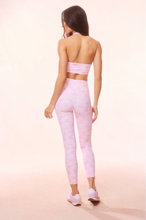 Pink Women LoveShackFancy Highland Bow Print Active Leggings | CDM-372190