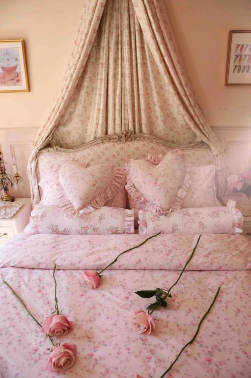 Pink Women LoveShackFancy King Duvet Cover + Sham Floral Set Bedding | XRB-237019