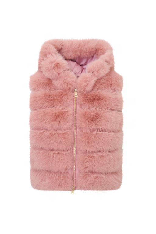 Pink Women LoveShackFancy Loveshackfancy X Max&Moi Faux Fur Fox Vest | NJR-408691