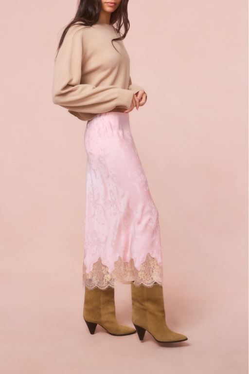 Pink Women LoveShackFancy Malina Silk-blend Jacquard Maxi Skirts | GAK-258916