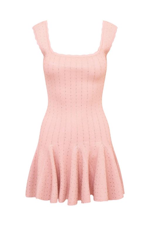 Pink Women LoveShackFancy Maryanne Crystal Knit Mini Dress | DQF-765014