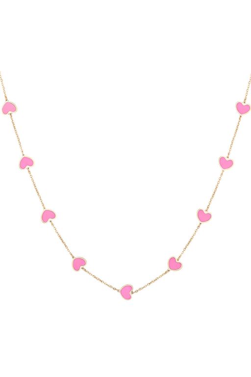 Pink Women LoveShackFancy Ouf! By Sara Love Pink Hearts 14k Gold Necklace Jewelry | OVM-095678