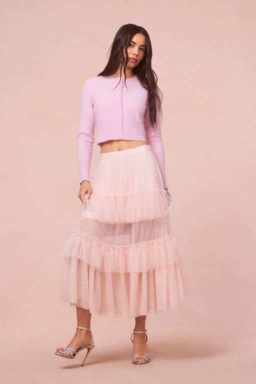 Pink Women LoveShackFancy Parriott Tulle Maxi Skirts | CQM-541326