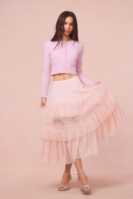 Pink Women LoveShackFancy Parriott Tulle Maxi Skirts | CQM-541326