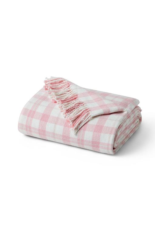 Pink Women LoveShackFancy Plaid Cotton Throw Blanket Bedding | GXR-154627