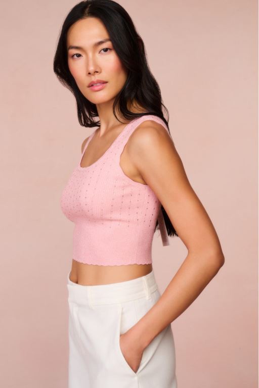 Pink Women LoveShackFancy Prague Crystal Knit Tank Tops | GER-896370