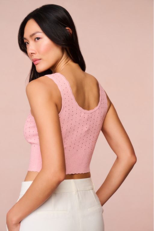 Pink Women LoveShackFancy Prague Crystal Knit Tank Tops | GER-896370