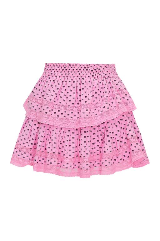 Pink Women LoveShackFancy Ruffle Mini Cotton Bow Skirts | QBO-708912