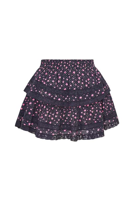 Pink Women LoveShackFancy Ruffle Mini Floral Lace-trimmed Skirts | YUR-835261