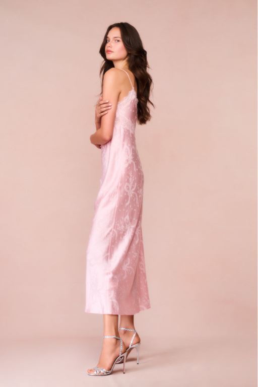 Pink Women LoveShackFancy Serita Bow Jacquard Maxi Dress | TUR-748356