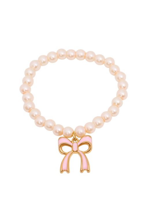 Pink Women LoveShackFancy She\'s Coquette Pink Bow Pearl Bracelet Jewelry | XVR-182904