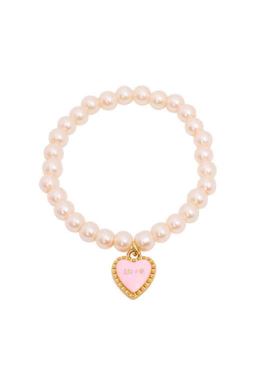 Pink Women LoveShackFancy She\'s Coquette Love Heart Pearl Bracelet Jewelry | USO-325704