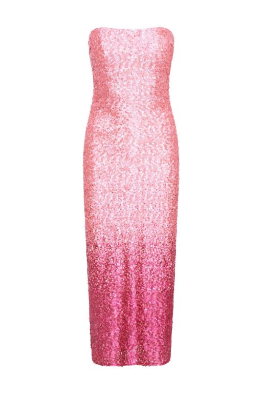 Pink Women LoveShackFancy Stasia Sequined Ombré Midi Dress | AZK-386157