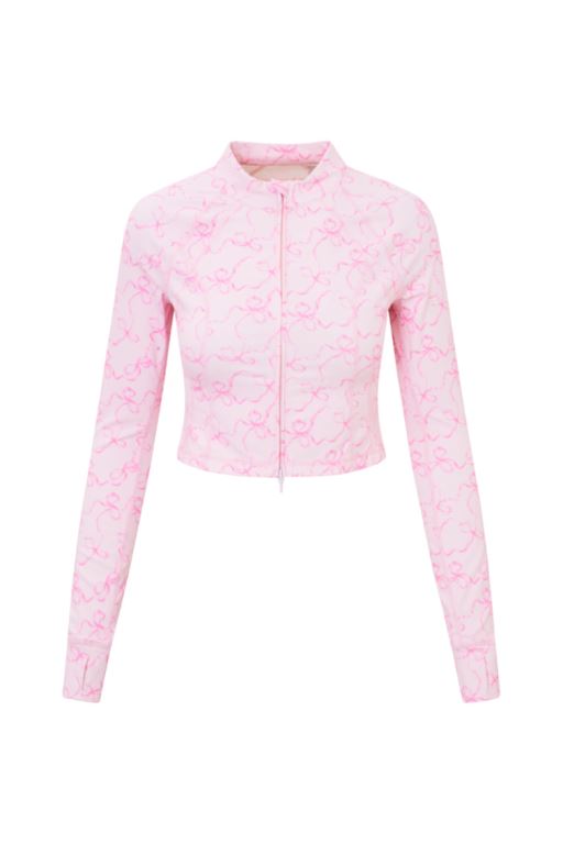 Pink Women LoveShackFancy Veda Bow Print Active Jackets | QAC-823415