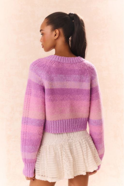 Purple Women LoveShackFancy Barbarelle Alpaca Striped Pullover | KUA-591834