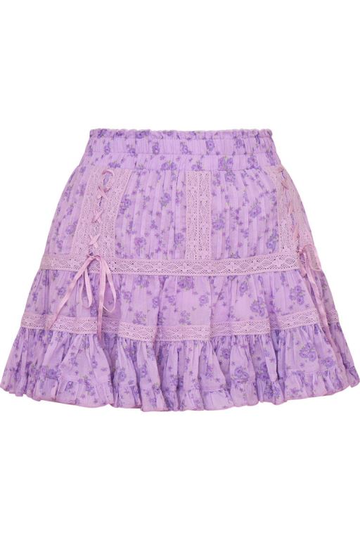 Purple Women LoveShackFancy Trevina Cotton Mini Skirts | CSA-407862