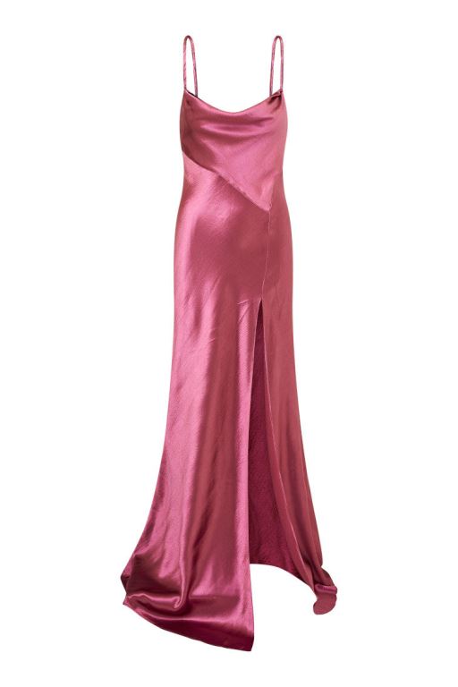 Raspberry Women LoveShackFancy Nadine Satin Maxi Dress | WJT-370194