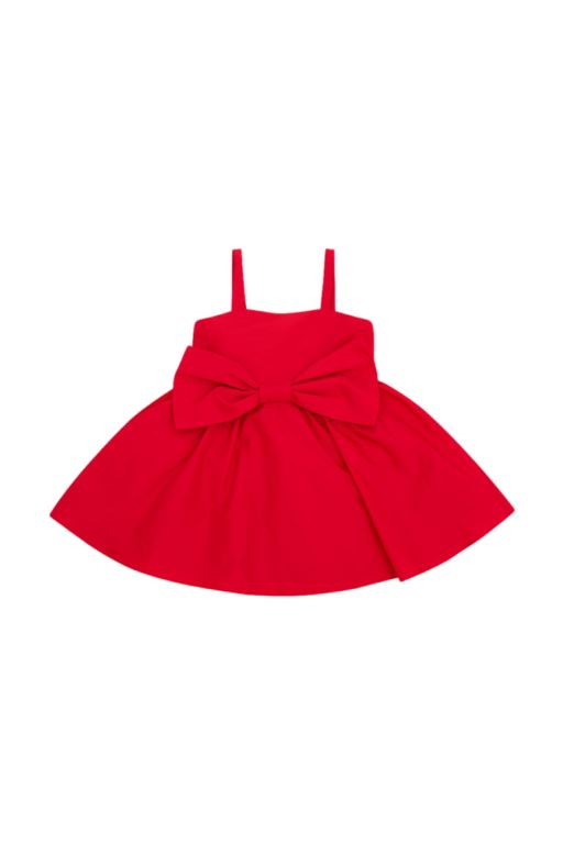 Red Kids' LoveShackFancy Alejandra Bow Mini Dress | CLE-972156