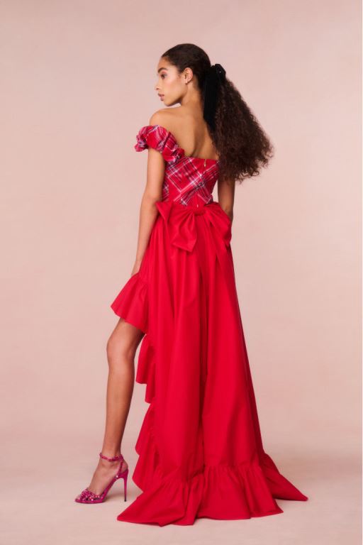 Red Women LoveShackFancy Acaro Taffeta With Train Skirts | SDP-346912