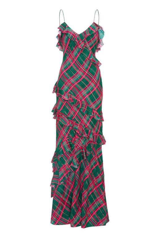 Red Women LoveShackFancy Rialto Silk Tartan Dress | SAW-529381