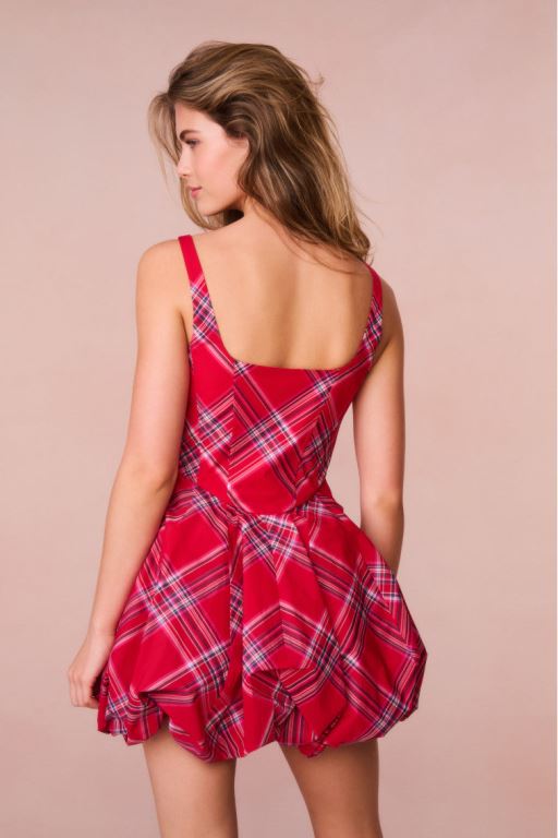 Red Women LoveShackFancy Ruelle Tartan Mini Bubble Dress | REL-502796