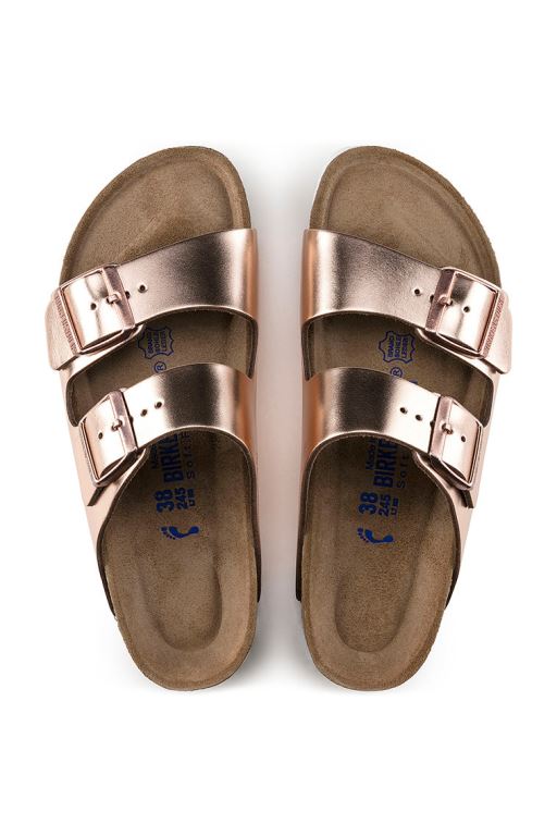 Rose Gold Women LoveShackFancy Birkenstock Arizona Metalic Two-strap Sandals | YMO-382179