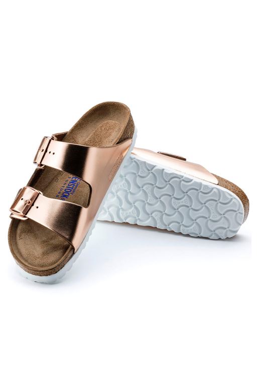 Rose Gold Women LoveShackFancy Birkenstock Arizona Metalic Two-strap Sandals | YMO-382179