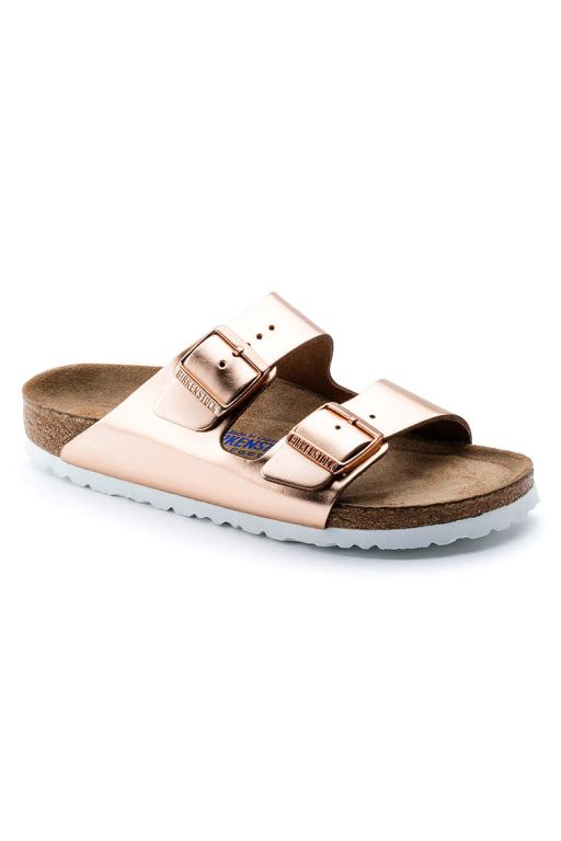 Rose Gold Women LoveShackFancy Birkenstock Arizona Metalic Two-strap Sandals | YMO-382179