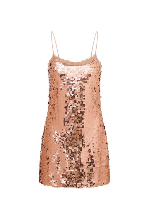 Rose Gold Women LoveShackFancy Grecia Sequin Mini Dress | VFB-536724