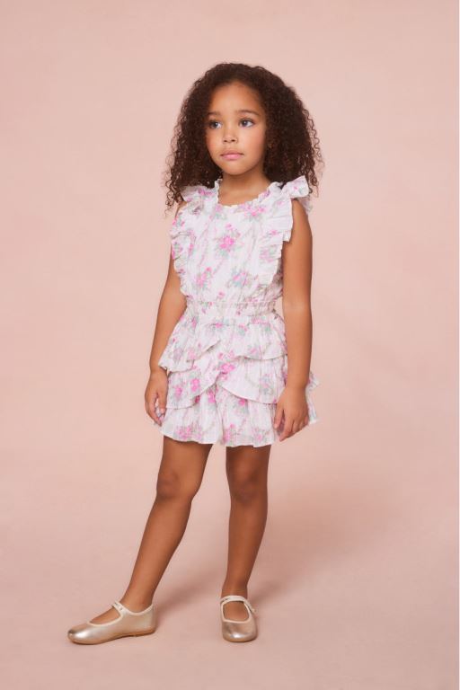 Rose Kids' LoveShackFancy Decker Floral Ruffle Mini Dress | AVI-015934