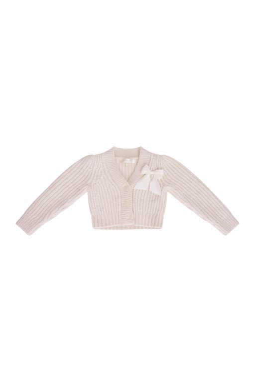 Rose Kids' LoveShackFancy Teisha Alpaca Bow Cardigan | YOM-904812