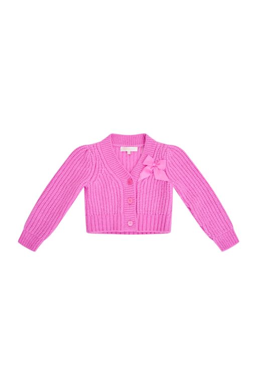 Rose Kids' LoveShackFancy Teisha Alpaca Bow Cardigan | YOM-904812