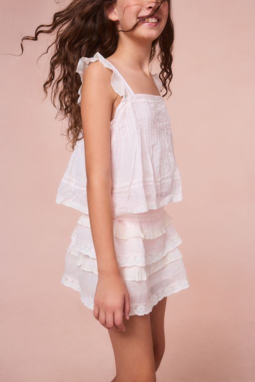 Rose Pink Kids' LoveShackFancy Vella Cotton Sleeveless Tops | ZJK-187265