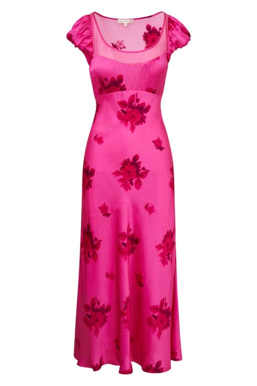 Rose Women LoveShackFancy Joelette Floral Satin Maxi Dress | CPB-821674