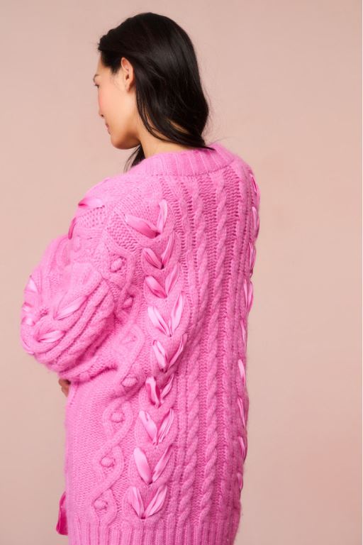 Rose Women LoveShackFancy Kassius Alpaca-blend Ribbon Cardigan | HZP-560371