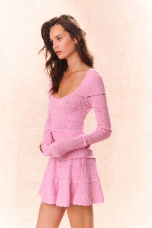 Rose Women LoveShackFancy Lavender Pointelle Knit Mini Dress | EZJ-069285