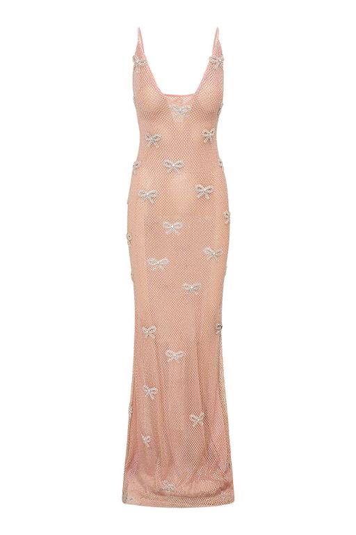 Shimmer Lattice Women LoveShackFancy Berisa Sheer Rhinestone-embroidered Gown Dress | NYB-347609