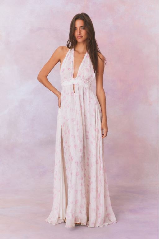 Sterling Dusk Women LoveShackFancy Love Fragrance Halter Maxi Dress | YWJ-378604