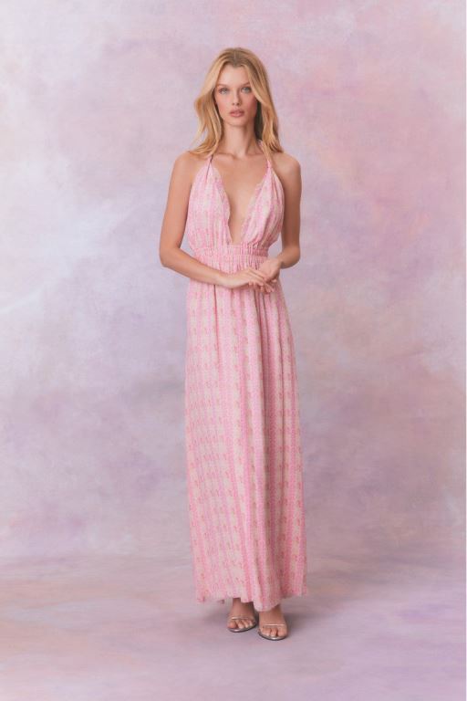 Strawberry Macaroon Women LoveShackFancy Love Fragrance Halter Maxi Dress | NBR-841260