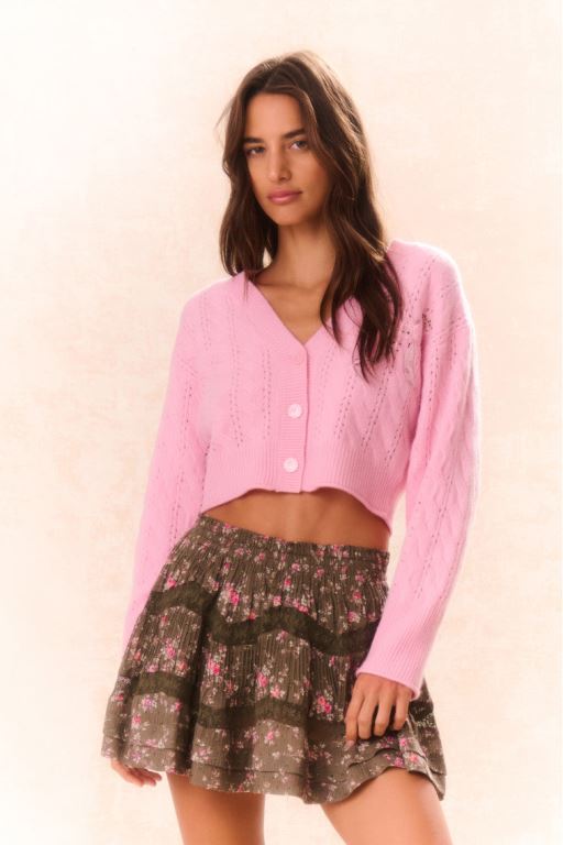 Sweet Peony Women LoveShackFancy Leota Cropped Wool Cardigan | FMN-914062