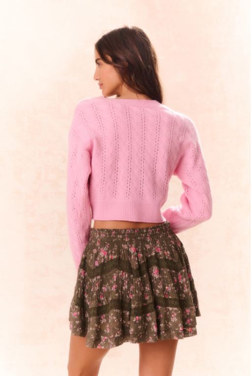 Sweet Peony Women LoveShackFancy Leota Cropped Wool Cardigan | FMN-914062