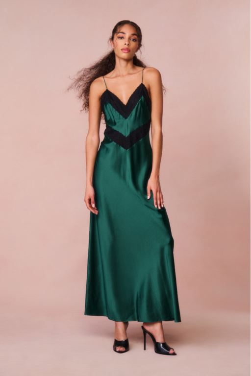 Turquoise Green Women LoveShackFancy Serita Lace-trimmed Maxi Dress | WSC-083492