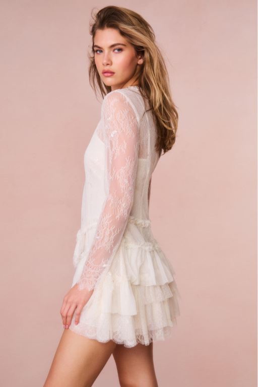 White Women LoveShackFancy Amberleigh Lace Mini Dress | KMX-914763